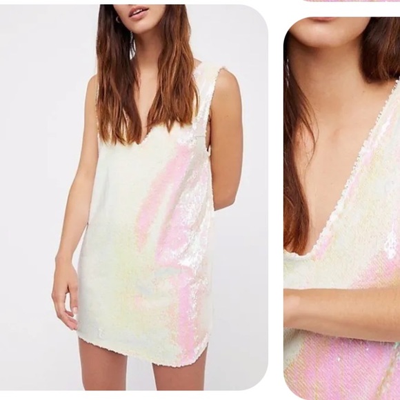 Free People Tops - Free People White/Pink Sequin Dress